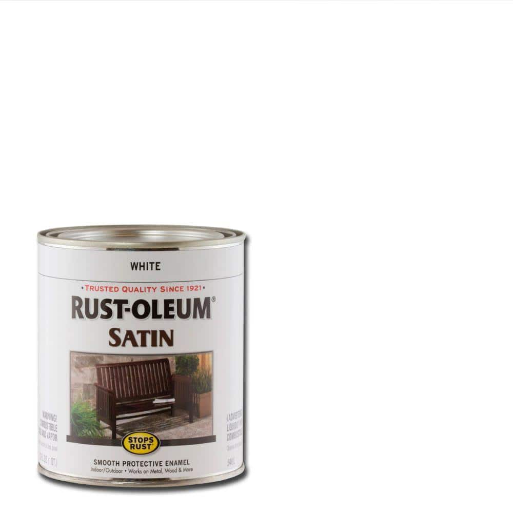 Rust-Oleum Stops Rust Satin White Oil-Based Industrial Enamel Paint  Half-Pint, 1/2 pt