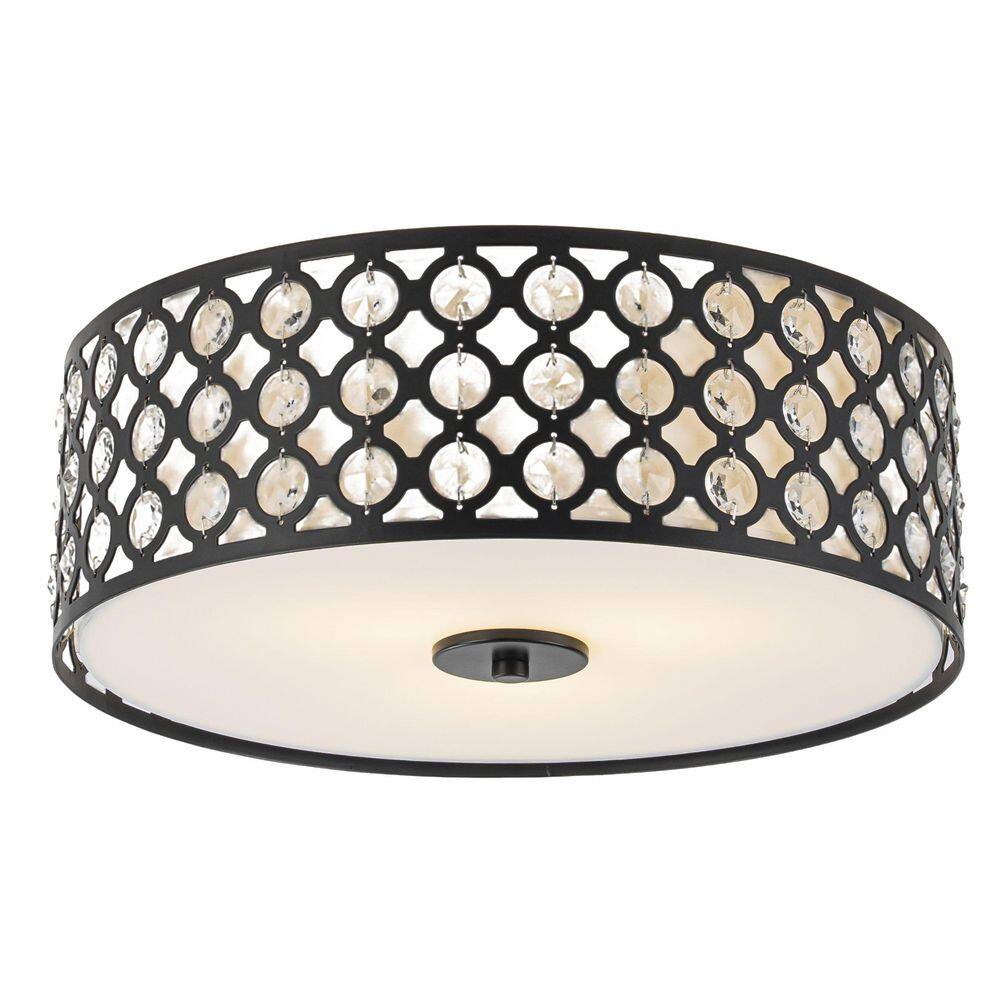 Celesin 3-Light 14.2 in. W Matte Black Flush Mount Light with Crystal Mesh and Fabric Shade for Dining Room/Living Room price history on PriceWatchPro