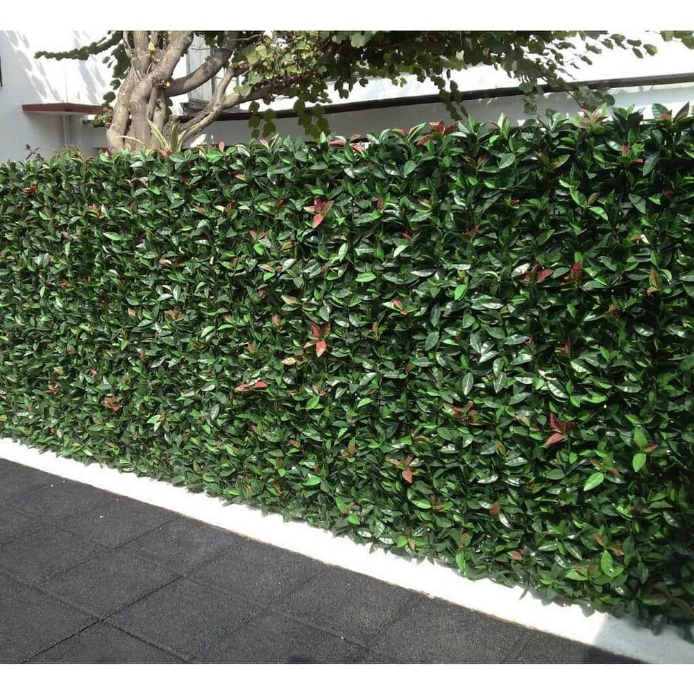 Green Artificial Laurel Leaf Decorative Fence Panels, Set of 4