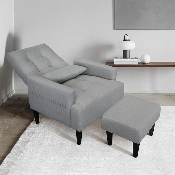 Light Gray Cozy Light Gray Recliner Sofa Chair with Lumbar Support and  Tufted Back - On Sale - Bed Bath & Beyond - 38338737