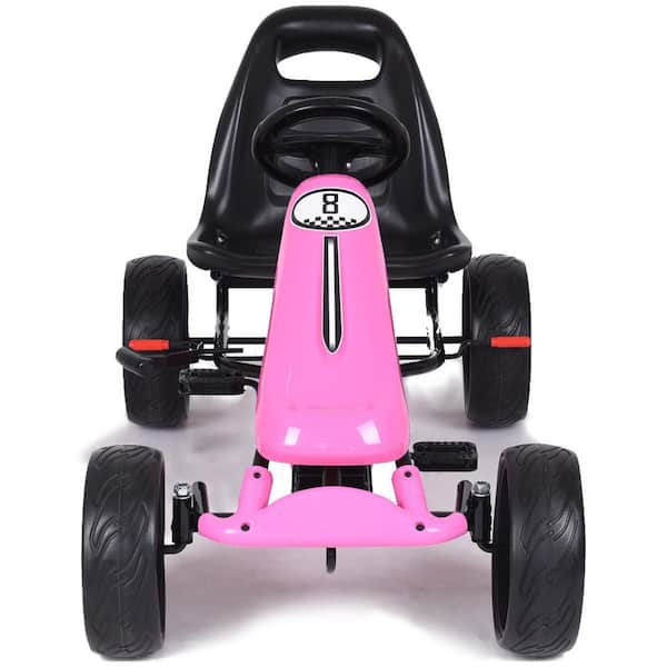 Costway Pink Go Kart Pedal Car Kids Ride On Toys Pedal Powered 4 Wheel  Adjustable Seat GHM0385PI - The Home Depot