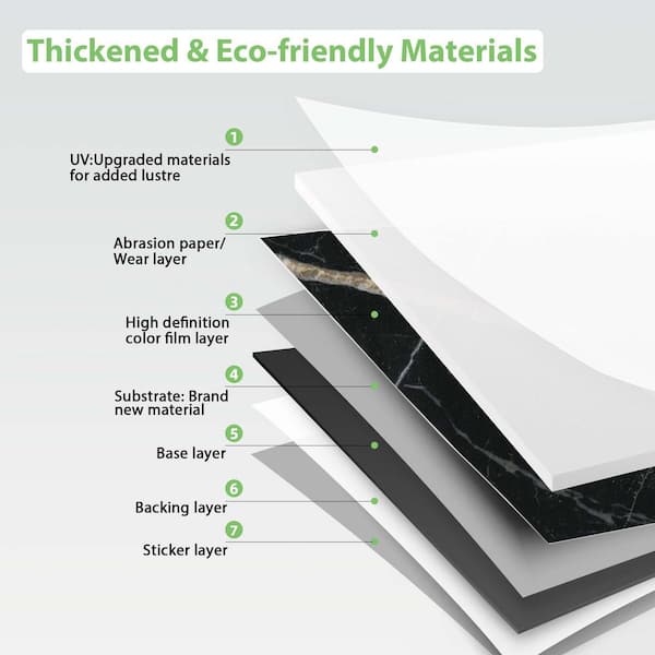 Jeedeson Black Marble 6 MIL x 12 in. W x 24 in. L Vinyl Peel Jeedeson Black Marble 6 MIL x 12 in. W x 24 in. L Vinyl Peel