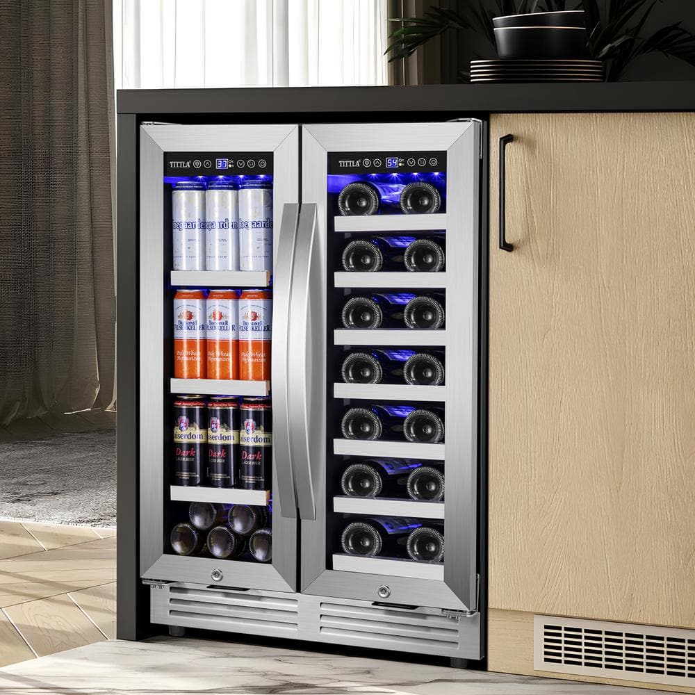 24" Stainless Steel Dual Zone Wine and Beverage Refrigerator