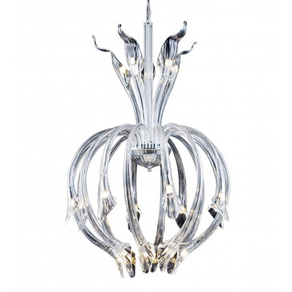 Indigo 15-Light Chrome Crystal Cylinder Chandelier Living Room with No Bulb