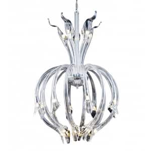 Indigo 15-Light Chrome Crystal Cylinder Chandelier Living Room with No Bulbs Included
