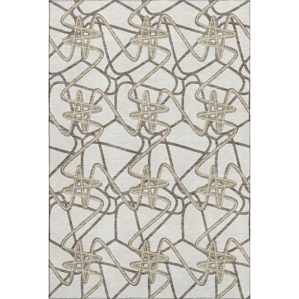 Addison Rugs Mayfield Premium Machine Washable Abstract AMF947 Ivory 8 ft. x 10 ft. Area Rug