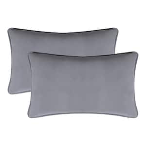 A1HC Dark Grey Velvet Decorative Pillow Cover Pack of 2, 12 in. x 20 in. Hidden YKK Zipper, Throw Pillow Covers Only
