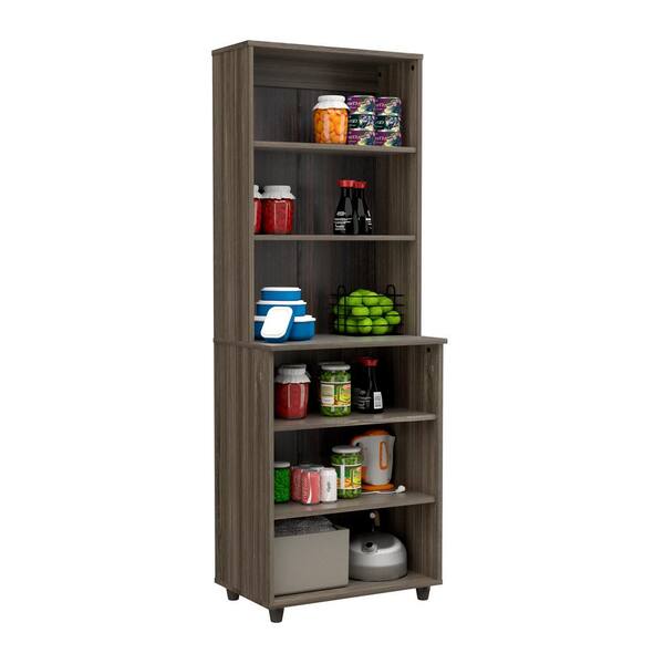 Inval 23.62 in. W x 15.35 in. D x 66.14 in. H in Ready to Assemble Standard Storage Cabinet in Smoked Oak