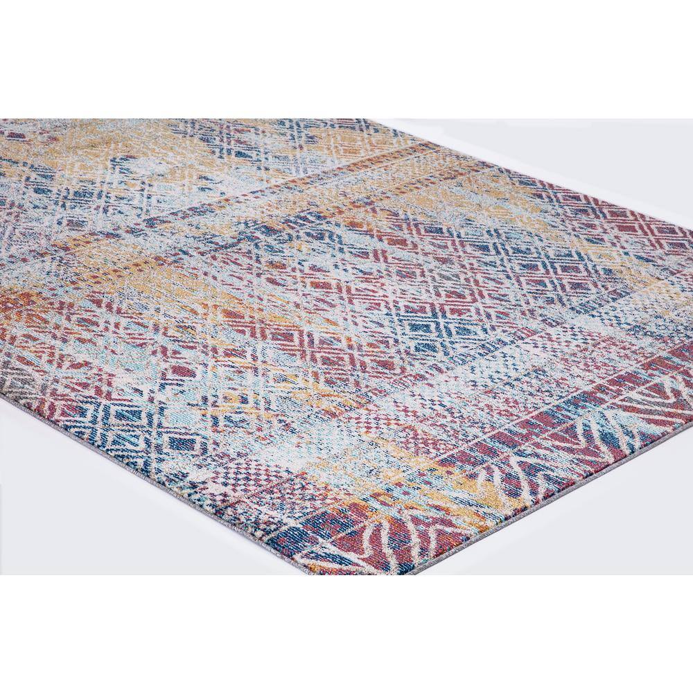 Vintage Multi-Color Geometric Synthetic Area Rug 5' x 7'