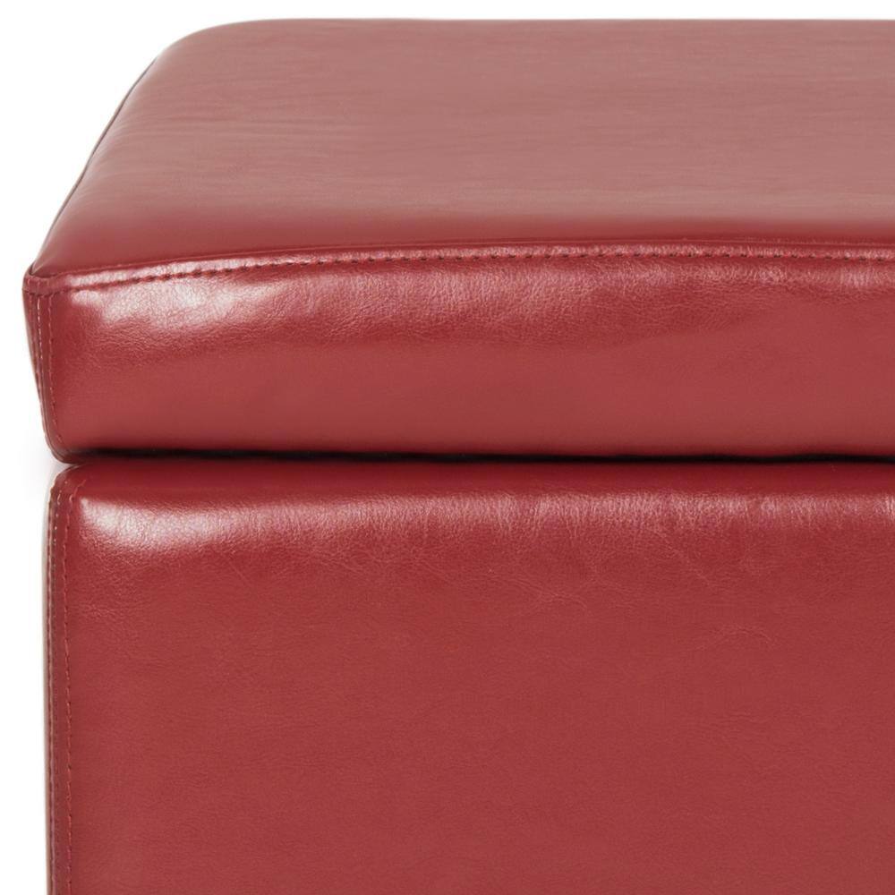 Jonathan Red Faux Leather Flip Top Storage Ottoman