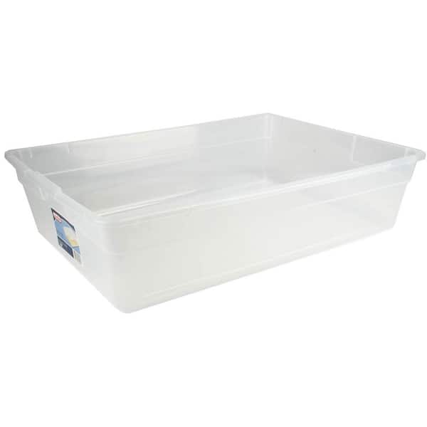 Sterilite 28 Qt. Clear Bin Storage Box Tote Container with White Lid (100 Pack)