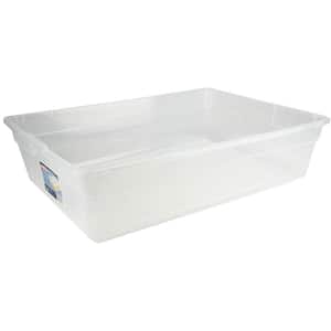 28 Qt. Clear Bin Storage Box Tote Container with White Lid (100 Pack)