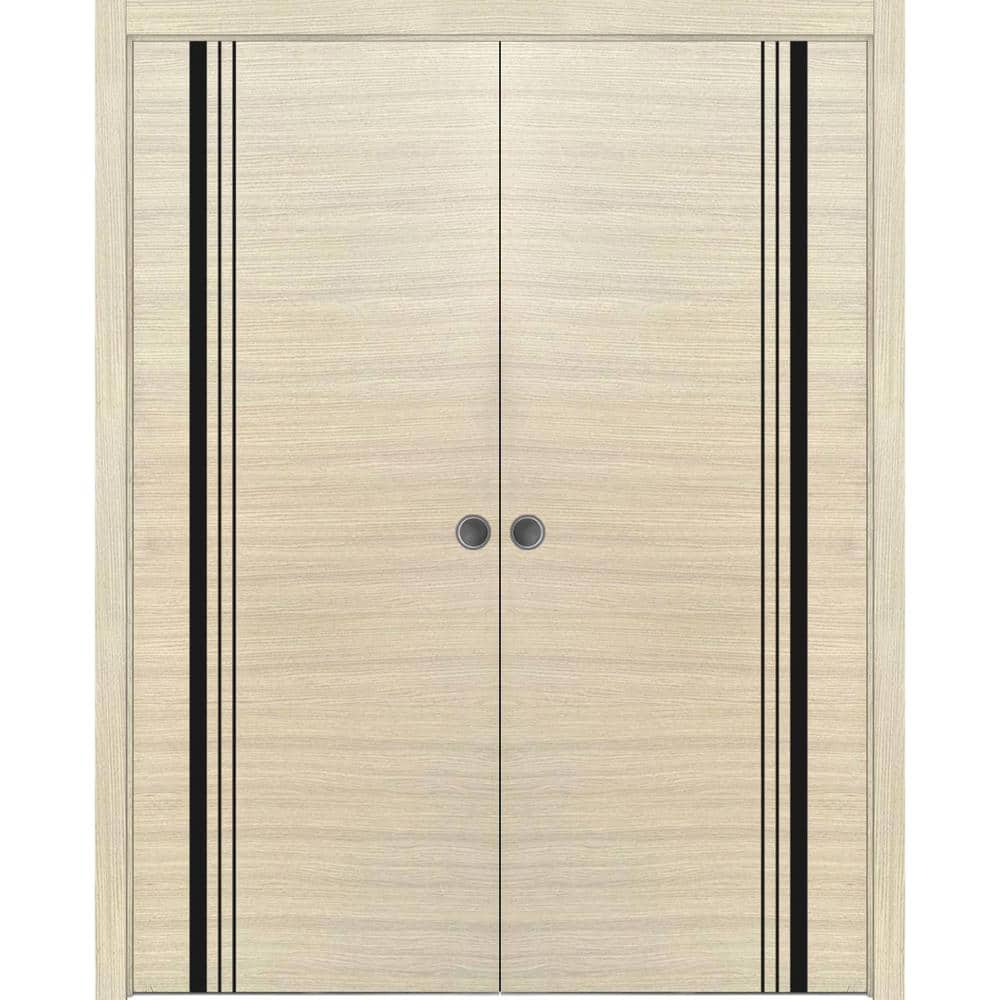36 in. x 96 in. 2 Panel Natural Veneer Finished Solid Wood with Honeycomb Sliding Door with Hardware price history on PriceWatchPro