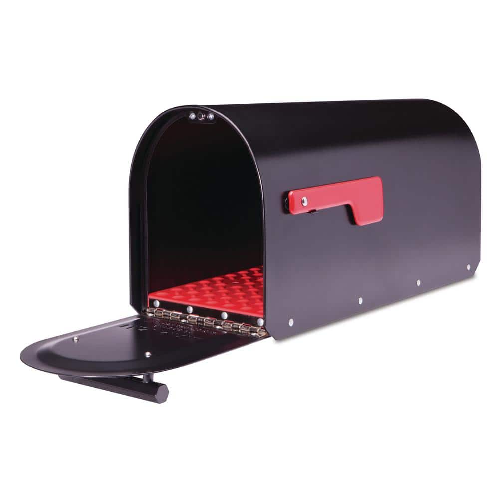 Large Black Powder Coated Steel Post Mount Mailbox