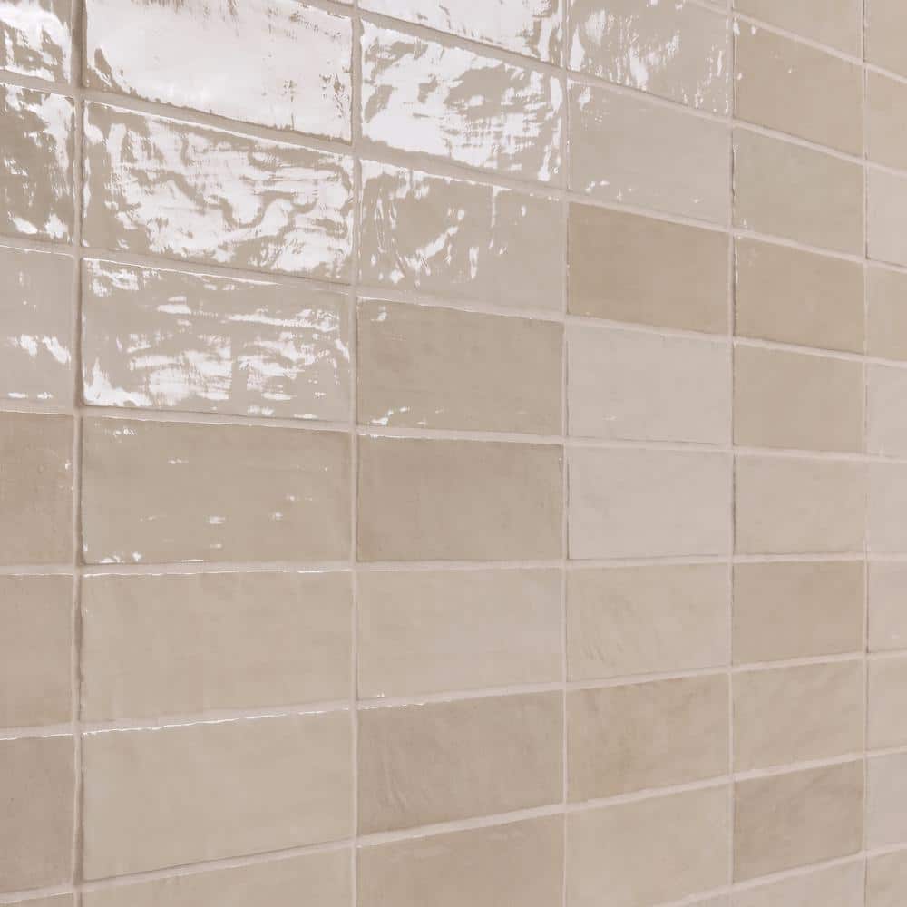 Beige 3" x 8" Glazed Ceramic Subway Wall Tile