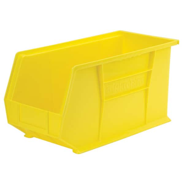 Akro-Mils AkroBin 8.1 in. 60 lbs. Storage Tote Bin in Yellow with 3.9 Gal. Storage Capacity (6-Pack)