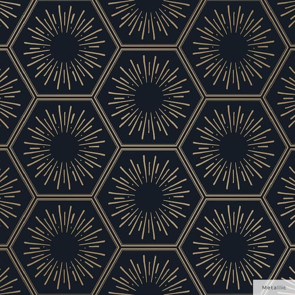 Metallic Gatsby Gold Hello Sunshine Vinyl Peel and Stick Wallpaper Roll (Covers 28 sq. ft.)