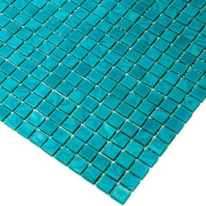 Skosh Glossy Dark Blue-Green 11.6 in. x 11.6 in. Glass Mosaic Wall and Floor Tile (18.69 sq. ft./case) (20-pack)