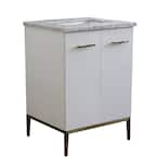 25 in. W x 22 in. D Single Bath Vanity in White with Marble Vanity Top in White Carrara with White Rectangle Basin