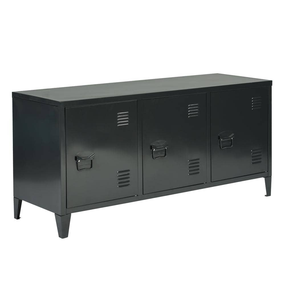 Homy Casa HD-MATAPOURI Black Accent Cabinet with 3-Door Metal File ...