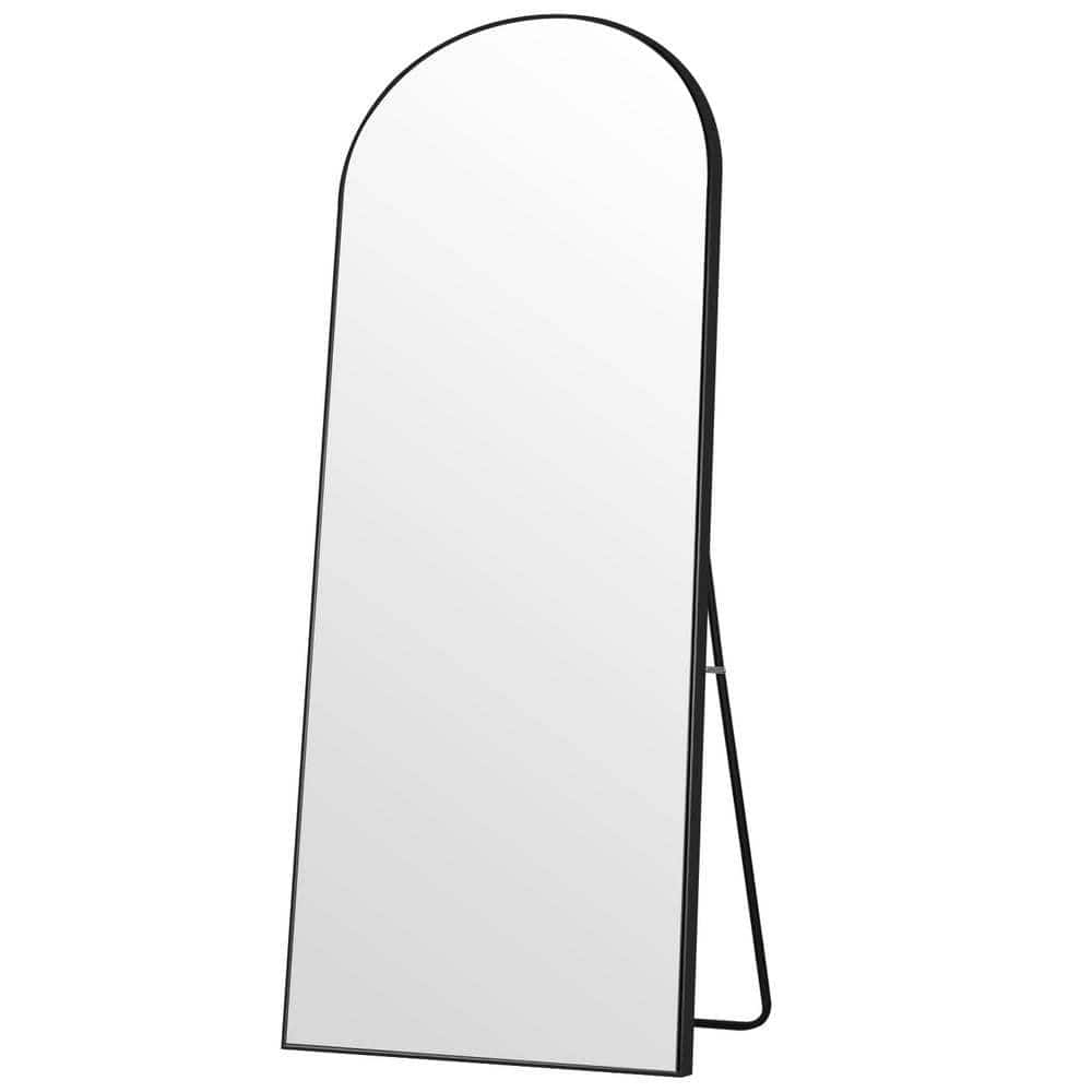 21 in. W x 64 in. H Arched Framed Wall Bathroom Vanity Mirror in Black