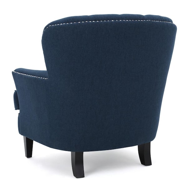 tafton dark blue fabric tufted club chair