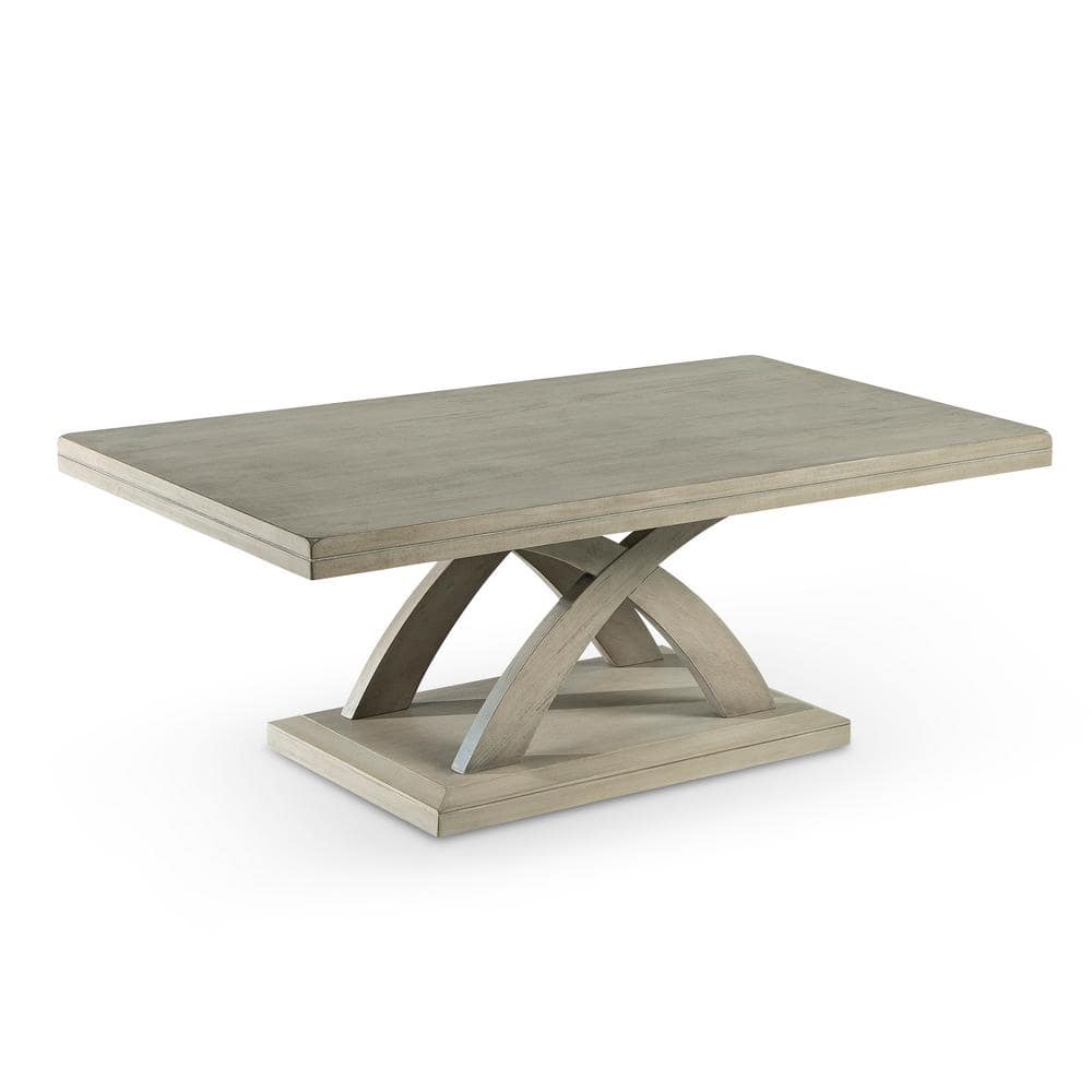 Transitional Gray Wood Rectangular Cocktail Table, 48"W
