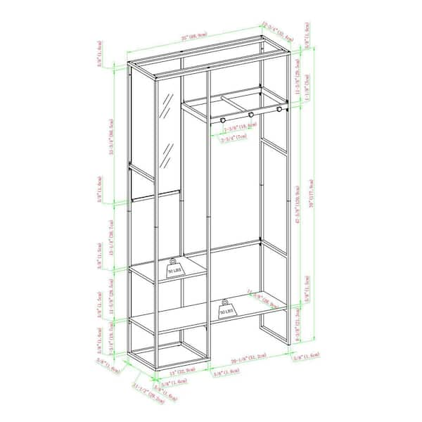 Hooseng Yeekar 16.1 in. W x 12.2 in. D x 63.5 in. H Metal and MDF