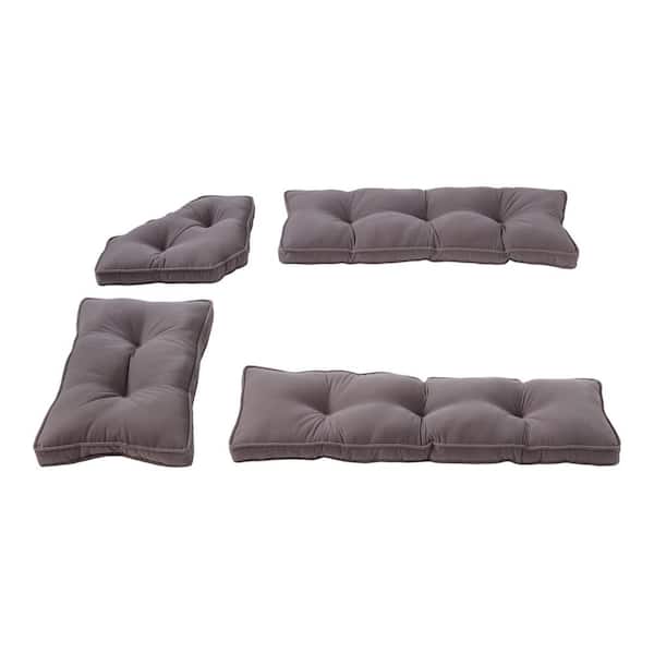Hyatt Gray 4-Piece Microfiber Kitchen Nook Cushion Set