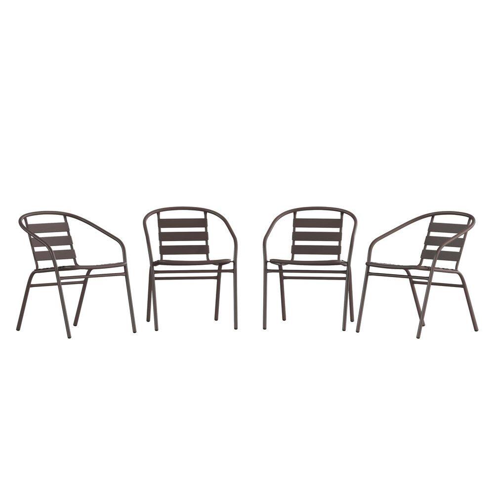 Lila 21.5 in. 4-Person Brown Metal Outdoor Restaurant Stack Chair with Aluminum Slats price history on PriceWatchPro