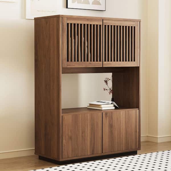 97.2 in. Walnut color MDF 33.46 in. W Furniture Product Type Sideboard