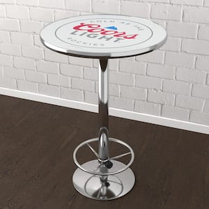 Coors Light 3-Piece Round Acrylic Top Chrome Bar Table Set (Seats-2)