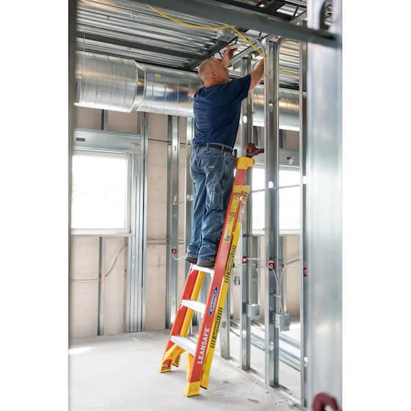 LEANSAFE 12 ft. Fiberglass Leaning Step Ladder with 300 lb. Load Capacity Type IA Duty Rating