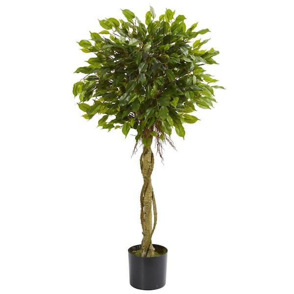 Nearly Natural 4 ft. UV Resistant Indoor/Outdoor Ficus Artificial Topiary Tree