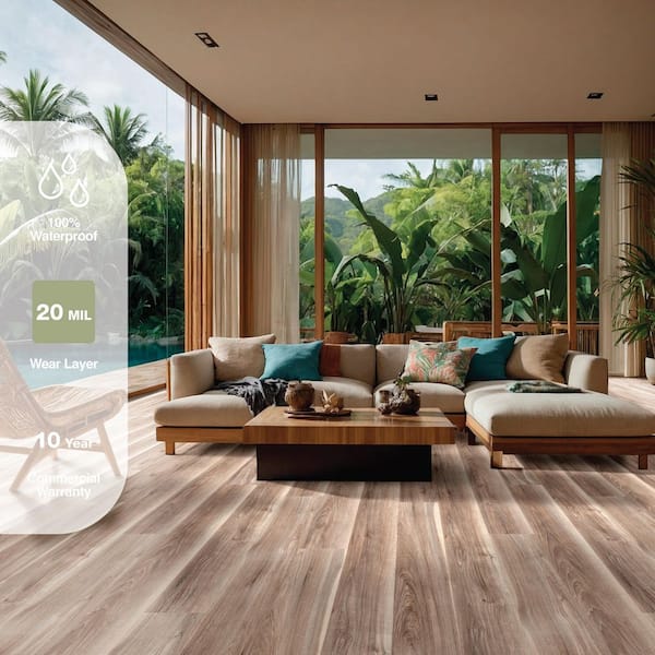 Cassique 20 MIL x 7 in. x 48 in. Waterproof Click Lock Rigid Core Luxury Vinyl Plank Flooring (21.39 sq. ft. /Case)