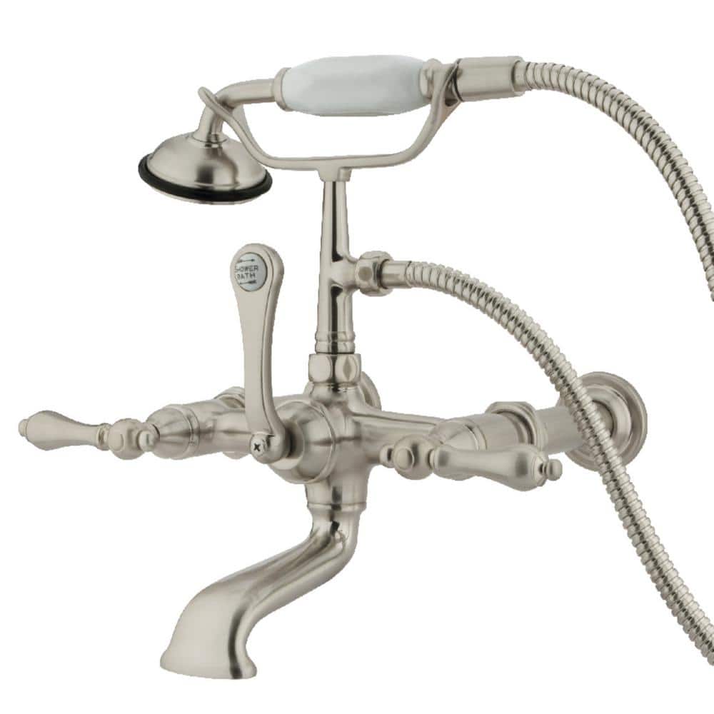 Vintage 7 in. Center 3-Handle Claw Foot Tub Faucet with Handshower in Brushed Nickel price history on PriceWatchPro