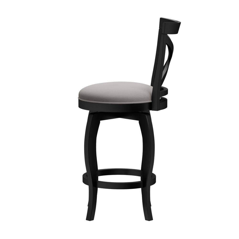 Ellendale 38'' Black Wood Swivel Counter Height Stool with Fog Gray Seat
