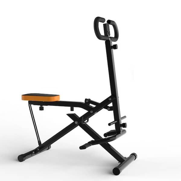 2-in-1 Foldable Squat and Rowing Machine for Home Gym with Adjustable Resistance Bands, Digital Monitor