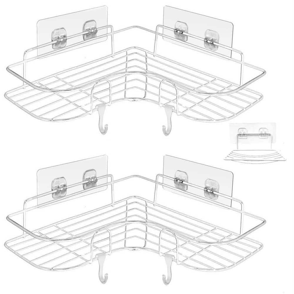 Dracelo Wall Mounted Bathroom Shower Caddies Coner Storage Shelves with Soap  Dish in. White 3 Pack 693570798 - The Home Depot