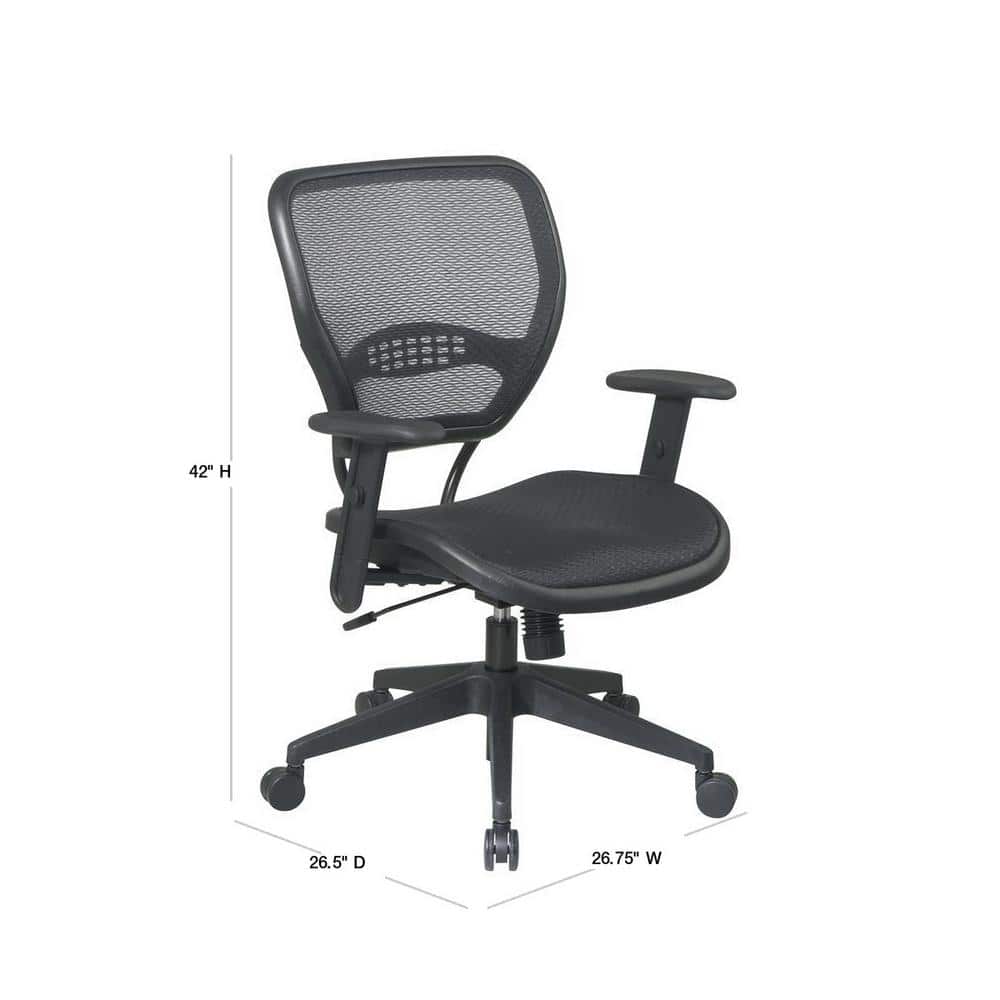Black Mesh and Leather Adjustable Task Chair with Armrests