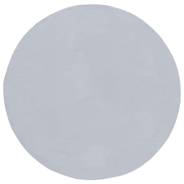 SAFAVIEH Faux Rabbit Fur Gray 6 ft. x 6 ft. Solid Flokati Round Area Rug