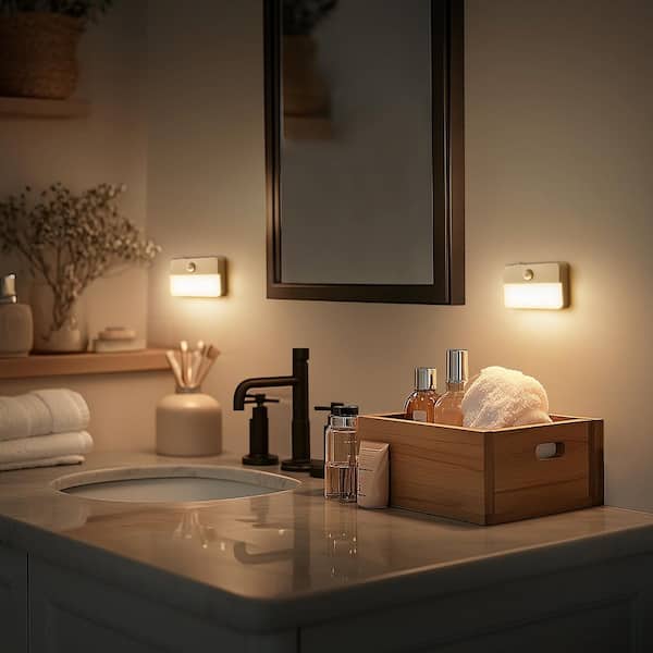 1-Light LED Motion Sensor Night Light, Rechargeable LED Night Light, 35LM Soft White for Stairs, Hallway (2-Pack)