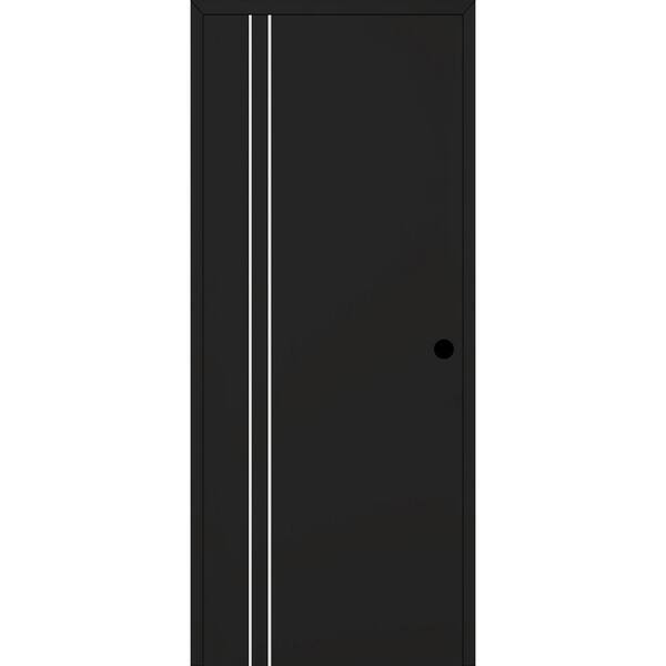 Belldinni Optima 2V DIY-Friendly 36 in. x 80 in. Left Hand Black Matte Solid Composite Core Wood Single Prehung Interior Door