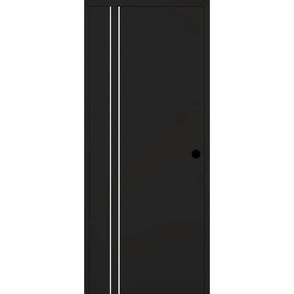 Belldinni Optima 2V DIY-Friendly 30 in. x 96 in. Left Hand Black Matte Solid Composite Core Wood Single Prehung Interior Door