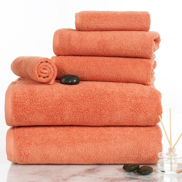 6-Piece Brick/White Luxury Quick Dry 100% Cotton Bath Towel Set 863109EOS -  The Home Depot