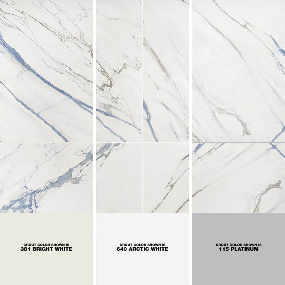 Calacatta Azur 24x24 Matte Porcelain Tile with Blue Veining