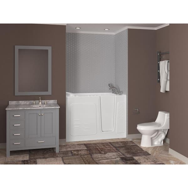 Safe Economy 53 in. Right Drain Walk-In Whirlpool and Air Bathtub in White
