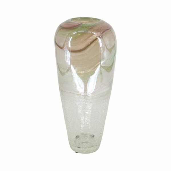 Liv & Skye 17 in. Clear Glass Crackled Decorative Vase