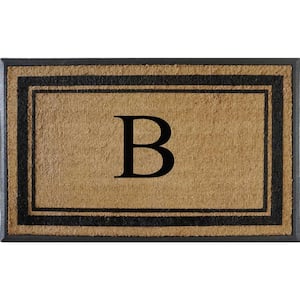 A1HC Flocked Markham 30 in. x 48 in. Coir Double Border Monogrammed B Non-Slip Outdoor Door Mat