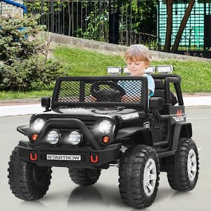 12-Volt Kids Ride-On Truck Remote Control Electric Car with Lights and Music in Black